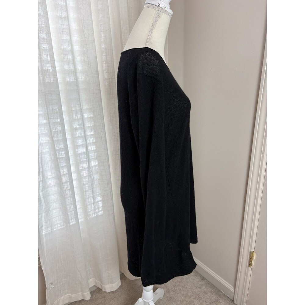 Eileen Fisher Lightweight Open Knit Wool Tunic Sweater Boat Neck Sheer 103 - Picture 7 of 9